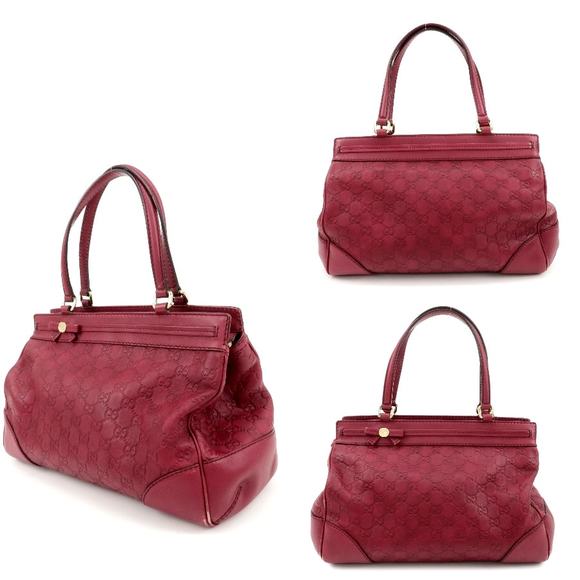 Gucci Bordeaux Reddish-Purple Hue Leather Shoulder Bag - Picture 1 of 15